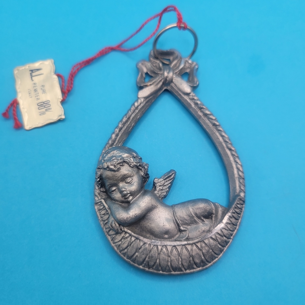 Peltrow Italian Pewter Vintage Angel Ornament